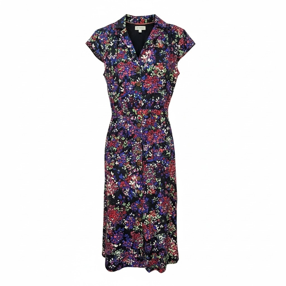 Fairycore, Whimsigoth Anthropologie Floral Button-Front Dress